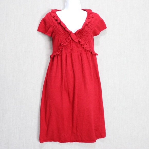 Anthropologie Knitted & Knotted Red Sweater Dress S | Romantic Coquette Cashmere - Picture 2 of 14